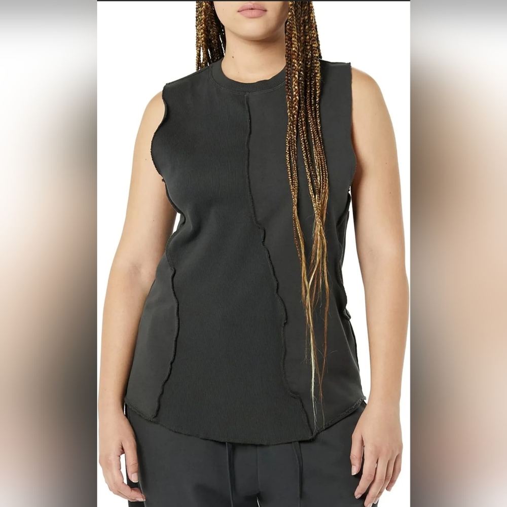 Rare/self Pieced Mixed Knit Tank Top Plus